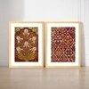 Flower Pattern Mughal Set of 2 Framed Posters Wall Art 45x60 cm
