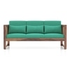 Korai Plus 3 Seater Sofa in Teak Finish & Lagoon Green Fabric