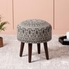 Botanic Fabric Wooden Ottoman in Grey Color