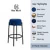 Doe Buck Modern Blue Upholstered Counter Height Bar Stool with Black Metal Frame
