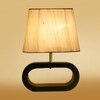 Devansh Off White Cotton Table Lamp With  Wood Black Base  -2
