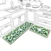 Luxe Home Floral Design Combo Kitchen Runner Mat - Green (116x36 & 58x36 cm PC-2)
