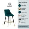Doe Buck Upholstered Counter Height Bar Stool in Teal Colour with Gold Accents
