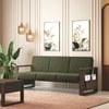 Moreno 3 Seater Solid Wood Sofa in Danish Walnut Finish and Juniper Green Fabric