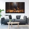 The Castle Decor Golden Deer Wall Painting Wooden Framed Digital Painting 27x48 Inch (Style 4)