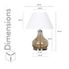 INGRAM Smoke Glass and Metal Table Lamp With White Cotton Shade
