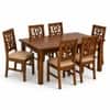 Globally Indian Ojasvi Solid Sheesham Wood 6 Seater Dining Table Set 6 Chairs Beige