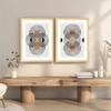 Boho Geometric Round Abstract Set of 2 Framed Posters 45x60 cm