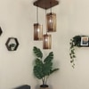 Hexa Brown Solid Wood Cluster Hanging Light