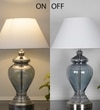 Syracuse Blue Glass Table Lamp With White Cotton Shade