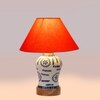 Devansh Conical Orange Cotton Shade Lamp With Wood & Mosaic Glass Base For Decoration/Office/Home/Gifting/Study For Decoration/Office/Home/Gifting/Study -(10X10X14.5) Inches -A