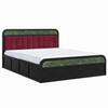 Yashika Solid Wood King Size Hydrulic Storage Bed In Black Finish (Burgundy Red Fabric) (72 - 78 inch)
