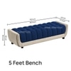 Resco  Velvet 2 Seater 5 Feet Ottoman Bench in Navy Blue & Cream  Color