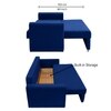 Baruna 3 Seater Velvet Pull Out Sofa Cum Bed with Storage In Blue Color