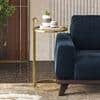 Zion Round Glass and Metal Drink Side Table in Gold finish