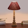 Devansh Maroon Jute Table Lamp With G Wood Natural Base (10X10X21 Inches)-36