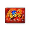 Red Blue Radha Krishna Madhubani Canvas Wall Prints Canvas Wall Prints Set of 2 Multicolor Matte