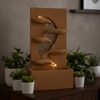 Beige Brown Contemporary Leaf Indoor Water Fountain