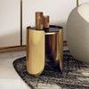 Belle Round Black Mirror and Metal Side Table in Gold finish