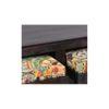 Irish Sheesham Wood Coffee Table With 2 Stools Set In Mahogany Finish & Multi Colour Israel Print Kantha Fabric Cushions