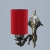 Devansh Metal Electric Wall Light in Antique Gold Colour with Red Shade Count of 1 Light