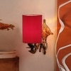 Devansh Metal Electric Wall Light in Antique Gold Colour with Red Shade Count of 1 Light
