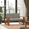 Moreno Two Seater Solid Wood Sofa In Amber Walnut Finish with Flint Grey Futon Colour