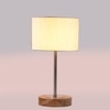 Devansh Off White Cotton Table Lamp With  Natural  Wood Base  & Steel Pipe  (7X17 Inches)-2