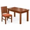 Globally Indian Shilpa Solid Sheesham Wood 4 Seater Dining Table Set 4 Chairs Terracotta Orange