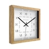 Square Roman Numeral Wooden Wall Clock with Natural Frame