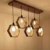Hexagram 5 Series Brown Solid Wood Cluster Hanging Light