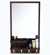 BLUEWUD Rico Engineered Wood Wall Mount Dressing Table Mirror with Shelves & Hooks (Wenge)