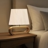 Devansh Off White Cotton Table Lamp With  Wood Natural Base  -2