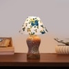 Devansh Conical Multi Cotton Shade Lamp With Wood & Mosaic Glass Base For Decoration/Office/Home/Gifting/Study For Decoration/Office/Home/Gifting/Study -(10X10X14.5) Inches -A