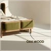 Valerio Duo-Panel Luxe King Size Bed in Olive colour Velvet with Oak wood Frame