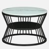 Metalzu Square Metal Nesting Coffee Table Set Black Finish White Porcelain Top Set Of 2