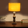 Devansh Yellow Cotton Table Lamp With  Wood Natural Base (7X17.5 Inches)-6