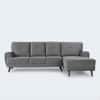 Riga 5 Seater Velvet Fabric Left Hand Side Lounger in Dark Grey