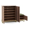Nina 28 Pair Solid Wood Shoe Cabinet with Seat In Amber Walnut Finish