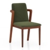 Dane Solid Wood Dining Table 6 Seater with 6 Harper Single Solid Wood Dining Chairs (Finish: Honey, Colour: Moss Green)