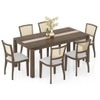 Atlas Crest Storage Solid Wood Dining Table With 6 Reed Cane Chairs (Finish : Danish Walnut, Chair Colour : Grey Floral)