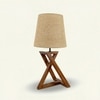 Catapult Brown Wooden Table Lamp with Black Fabric Lampshade