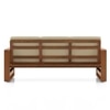 Moreno 3 Seater Solid Wood Sofa in Amber Walnut Finish and Almond Beige Fabric