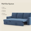 Kowloon Sectional Sofa Cum Bed with Storage Colour Baltic Blue premium chenille