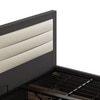 Ritz Solid Wood Queen Size Upholstered Bed With Hydraulic Storage (Mahagony Finish)