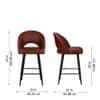 Doe Buck Faux Leather Counter Height Bar Stool in Brown Colour with Black Legs