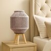 Luxe Home Standing Bamboo Woven Lantern with Stand or Glass Jar - 2025-212- Taupe (40x20x20 cm)