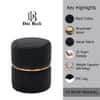 Doe Buck Gracy Velvet Round Ottoman in Black Colour with Gold Band
