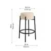 Doe Buck Modern Beige Upholstered Counter Height Bar Stool with Black Metal Frame