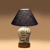 Devansh Conical Blue Jute Shade Lamp With Wood & Mosaic Glass Base For Decoration/Office/Home/Gifting/Study For Decoration/Office/Home/Gifting/Study -(10X10X14.5) Inches -A